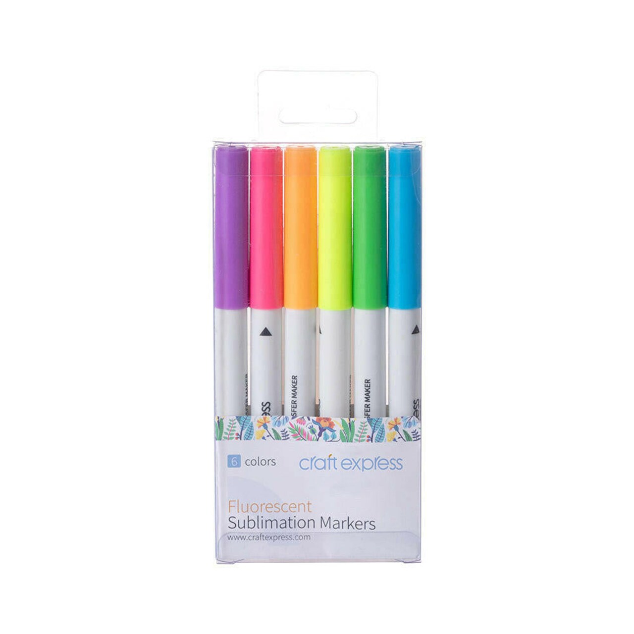 Craft Express 6 Pack Fluorescent Sublimation Markers – Dual-Tip, Neon Ink Pens